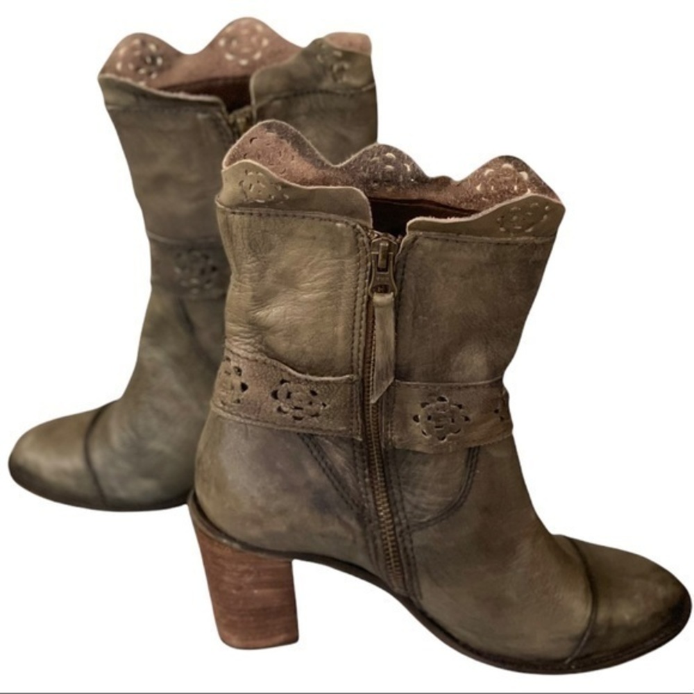 ANTHROPOLOGIE SHERIDAN MIA TAUPE KHAKI GREEN BOOTS SIZE 38/8